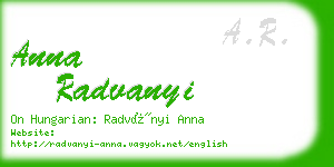 anna radvanyi business card